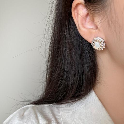 🤍잔느 진주 크리스탈 웨딩 엔틱 귀걸이