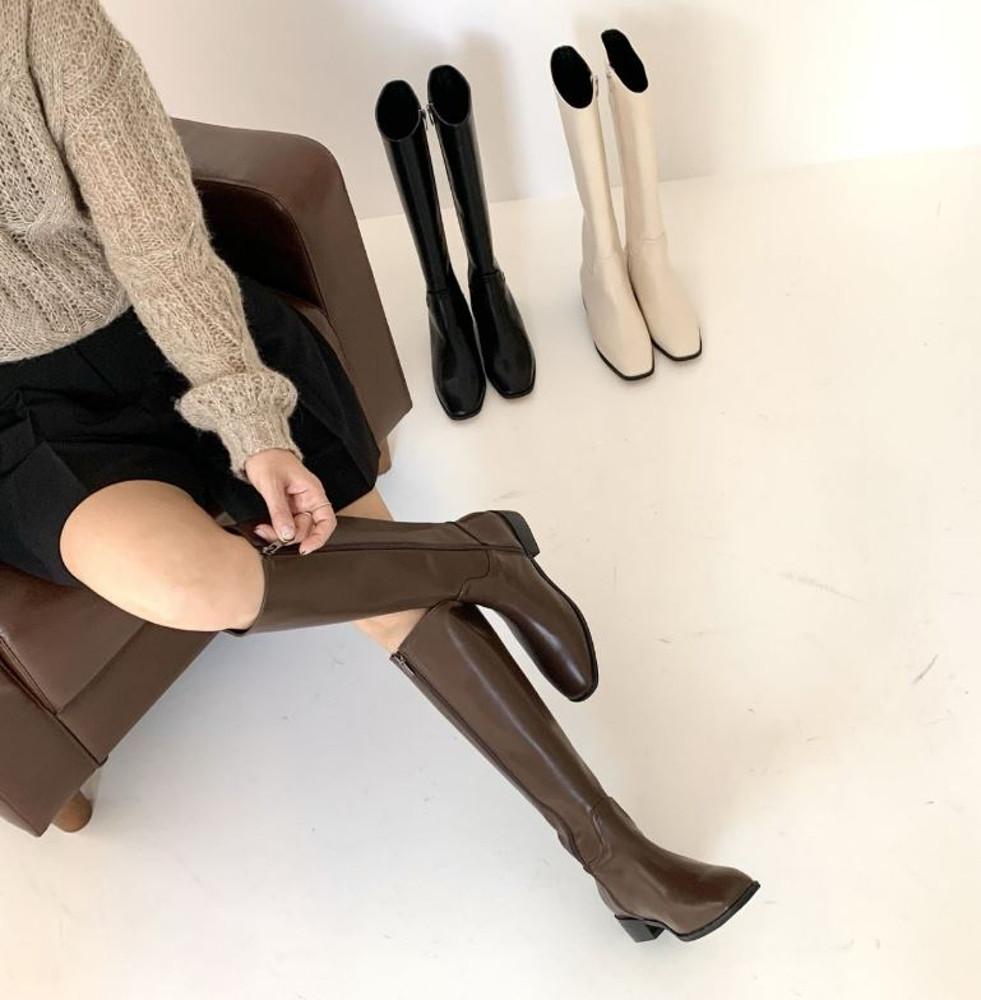 [인생부츠/데일리템] 브라우니 스퀘어 롱부츠 2cm