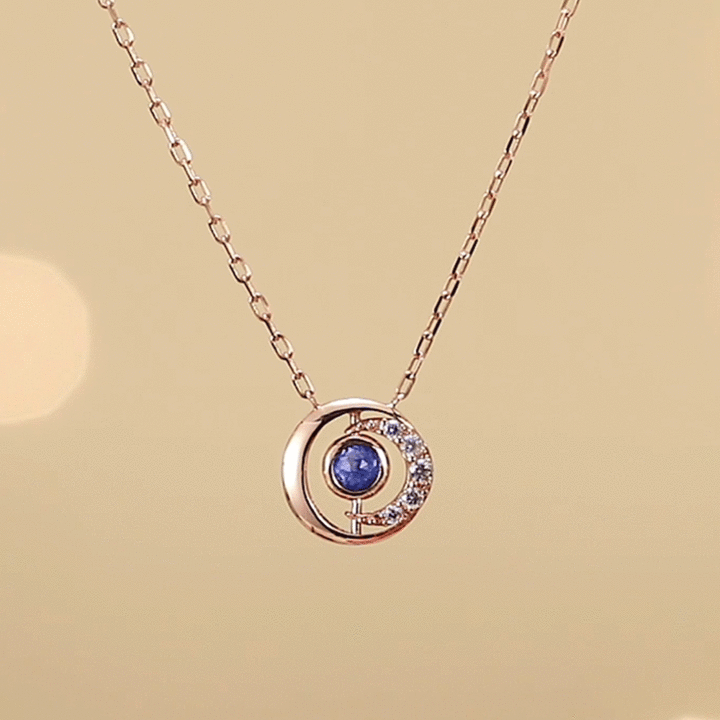 [14K] 탄생석 달 회전 목걸이 (양면)