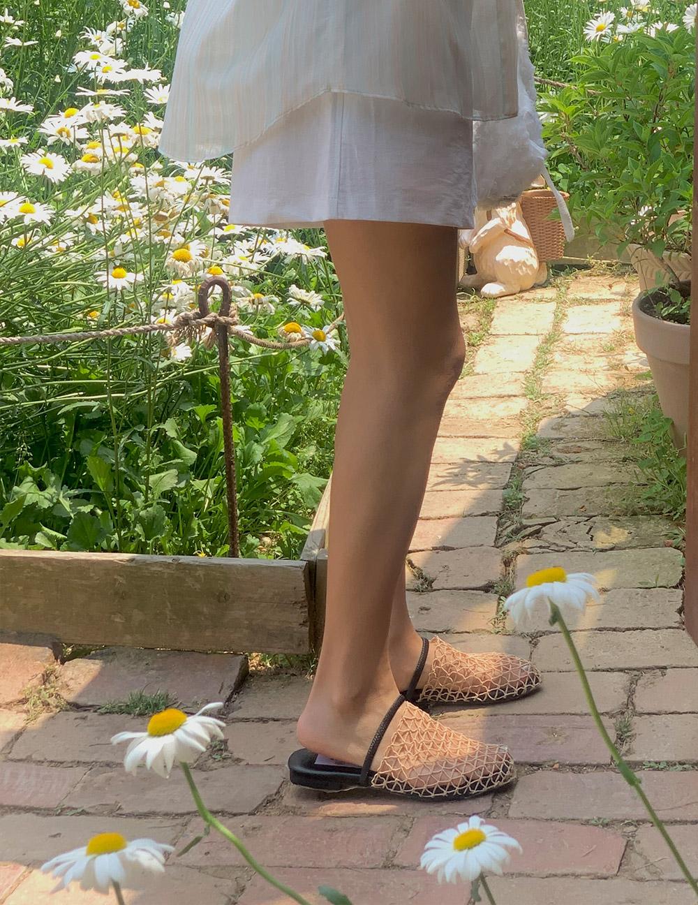 이밍 시스루 슬랭백 슬리퍼