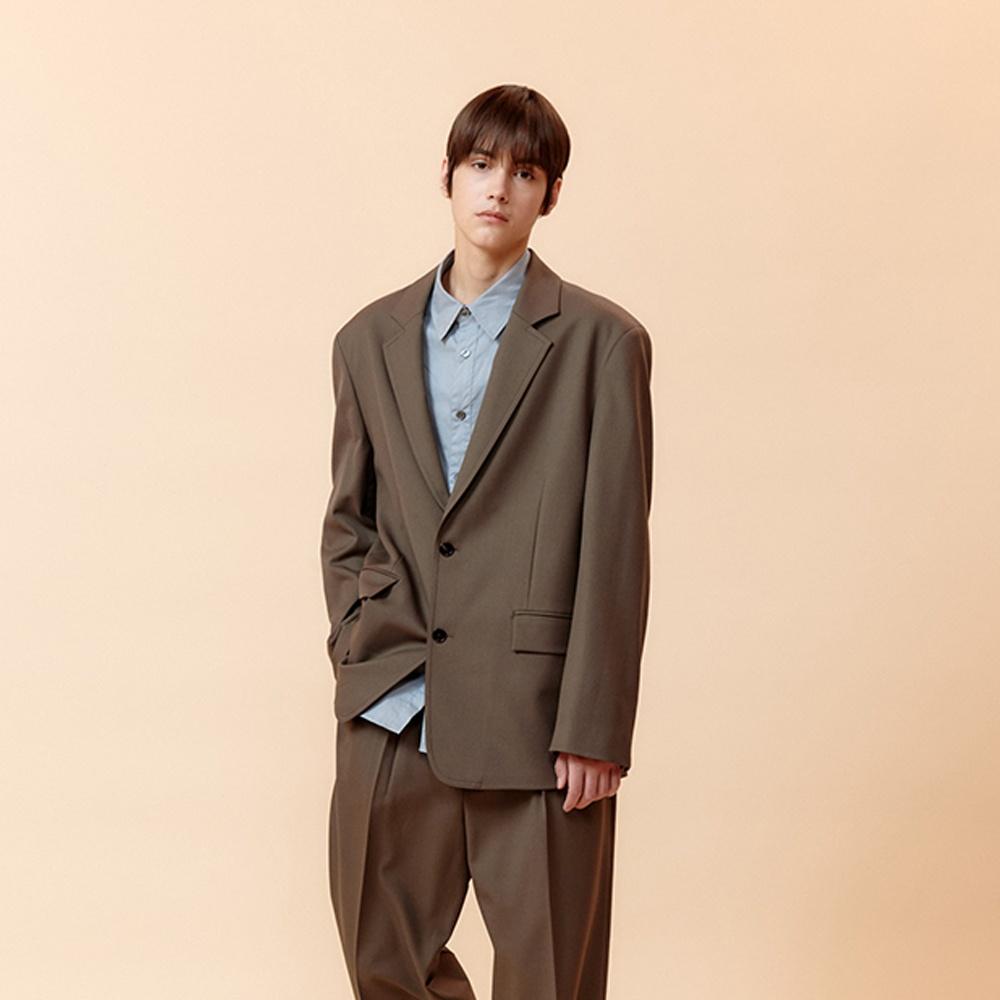 스테디 울 싱글 자켓 (차콜 브라운)