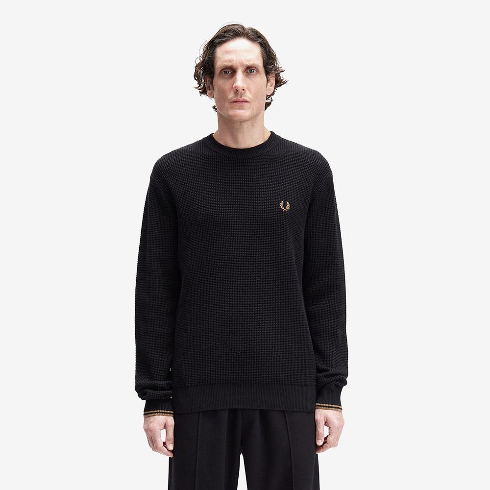 [Sharp] 와플 스티치 니트 - 블랙 - 프레드페리