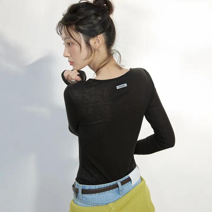 LAYERD SHEER TENCEL TOP BLACK