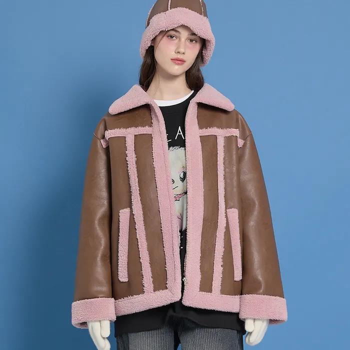 아티피셜 레더 무스탕 브라운
