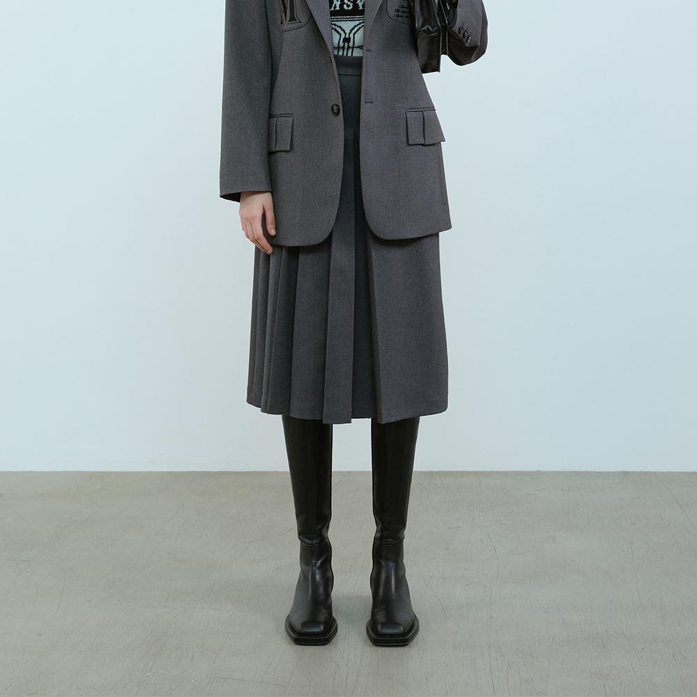 GREY PLEATED SKIRT