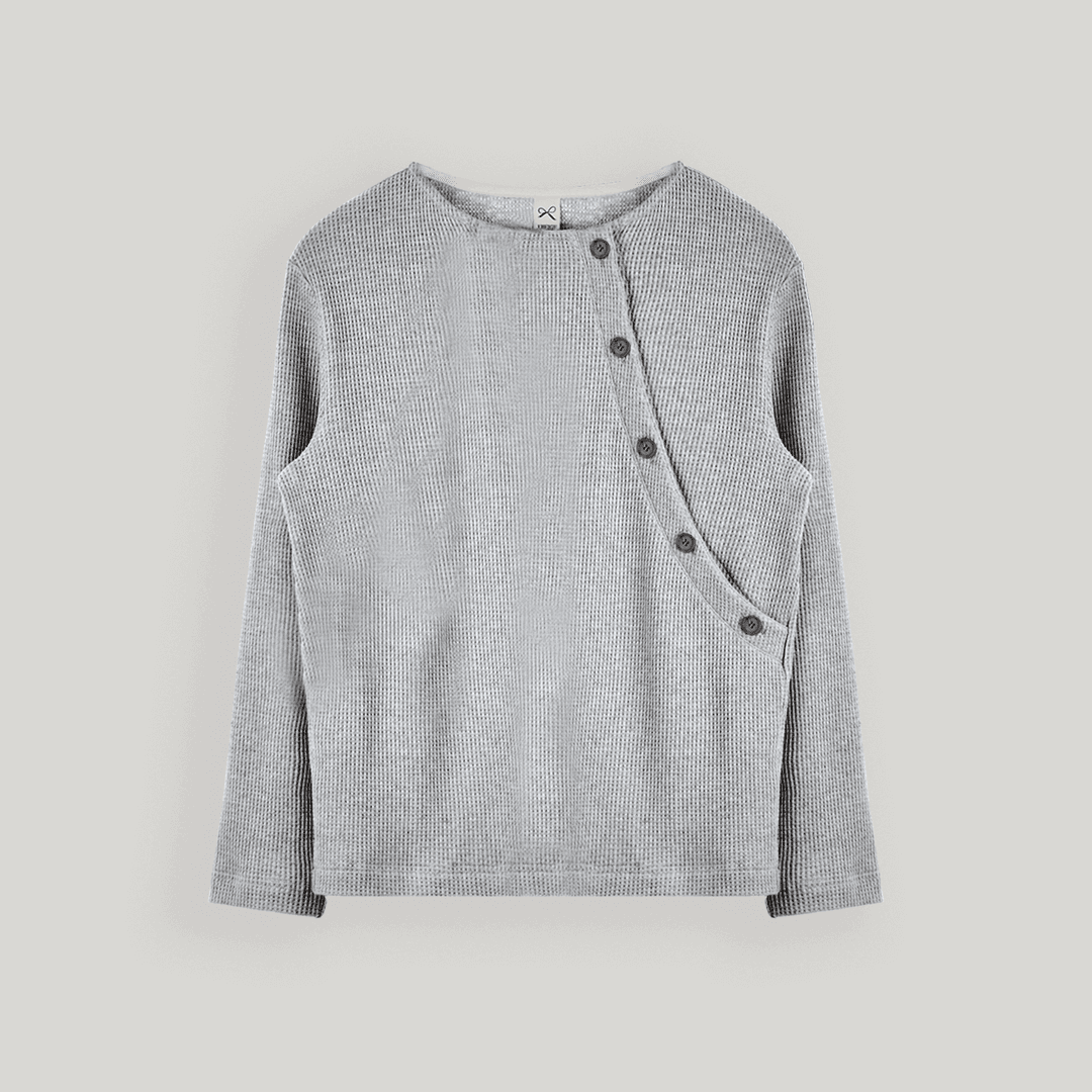 Gray Waffle Button Tee