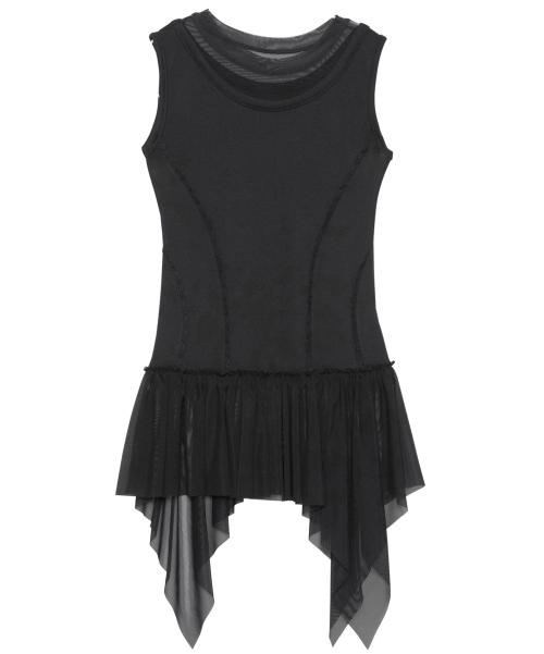 Layered Lace Frill Sleeveless (FL-157_Black)