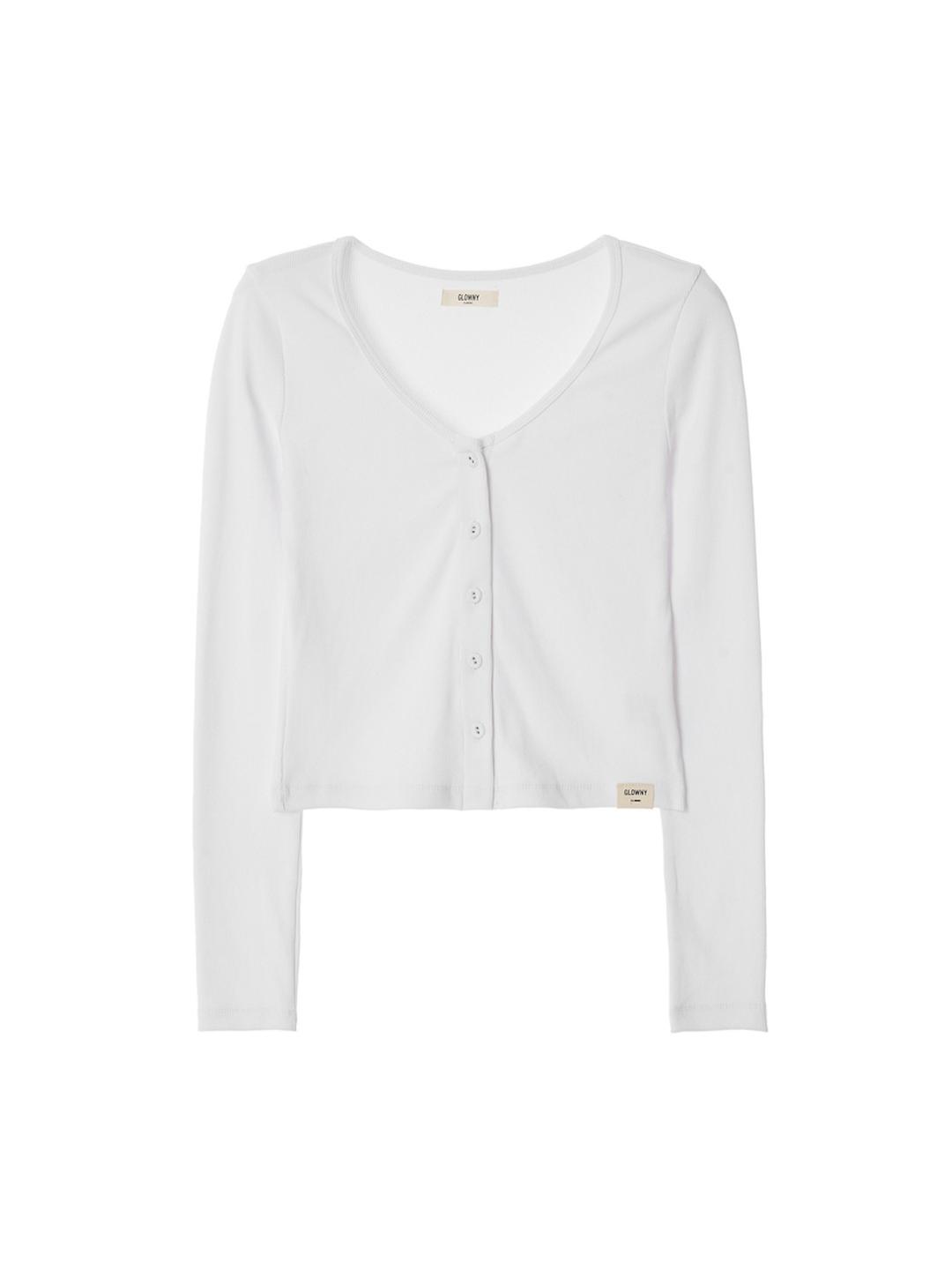 G CLASSIC RIB V-NECK CARDIGAN (WHITE)
