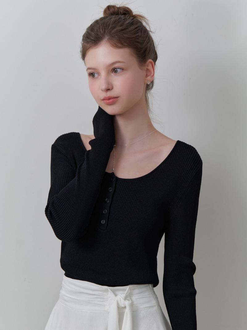 Bonny button knit (black)