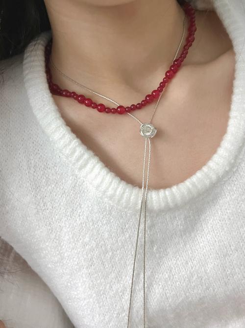 [925SILVER]레드 원석 목걸이