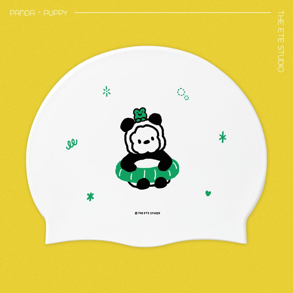 판다퍼피 / 실리콘수모 제작수모 팬더 수영모자 귀여운 곰돌이 초록색 디에떼 스튜디오