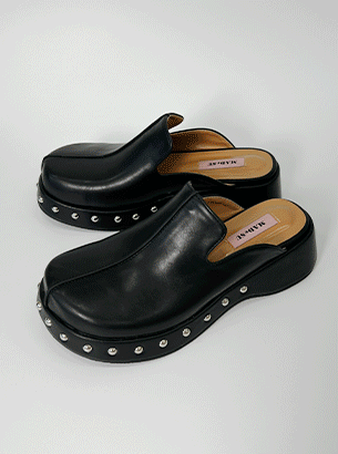 스터드 찡 청키 통굽 플랫폼 뮬 클로그 블로퍼 (5cm)