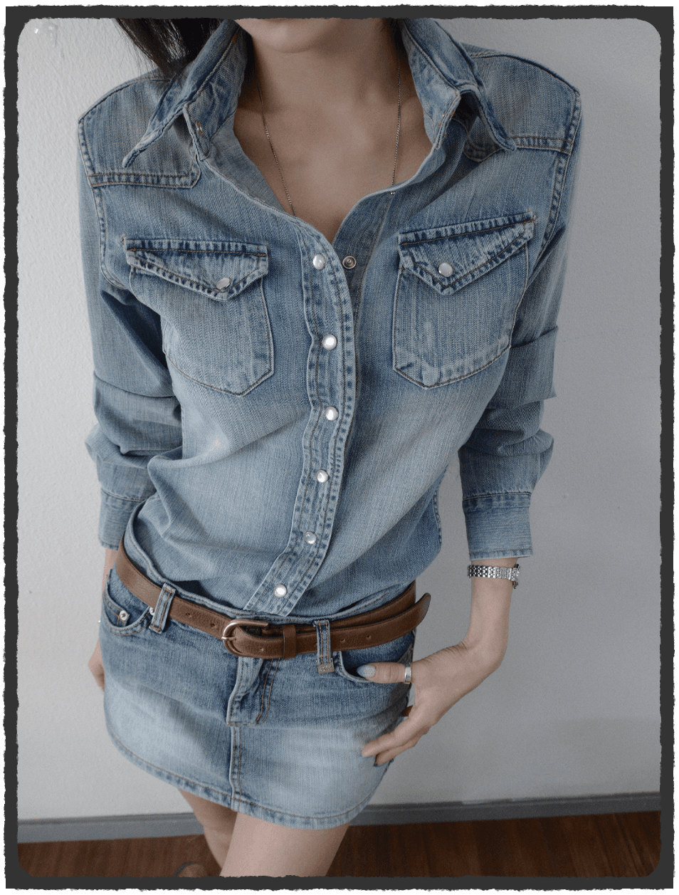 Hand Brush Vintage Denim Shirts
