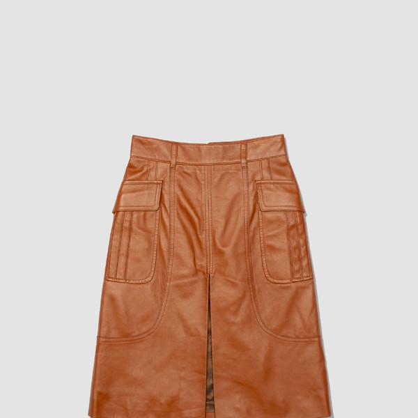 17FW brown leather skirt