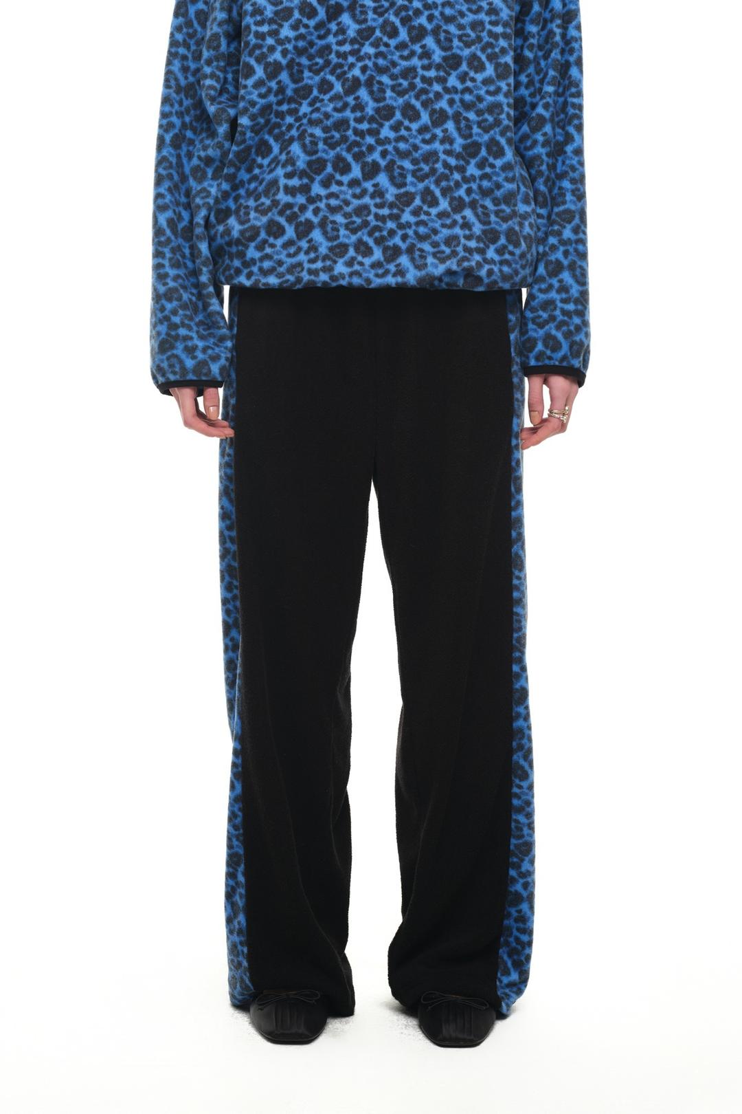 LEOPARD TERRY PANEL SWEATPANTS (BLUE)