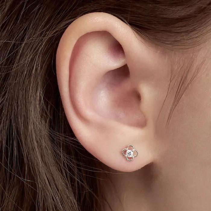 [silver925] line flower cubic earring