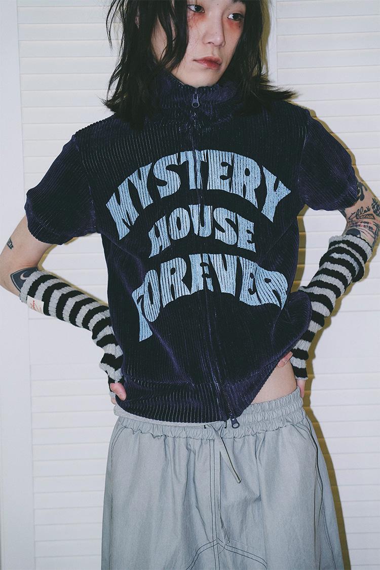 MYSTERY HOUSE FOREVER VELVET TRACK TOP (NAVY)