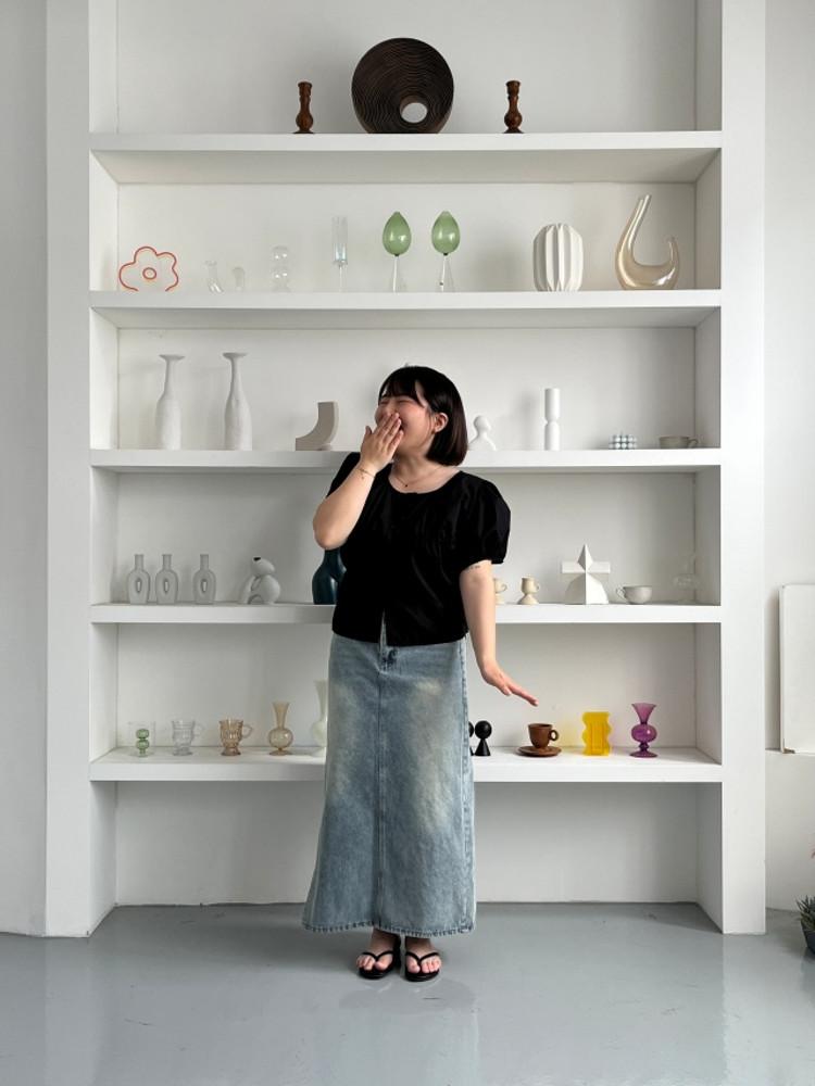 (당일배송) [Only다온] 빅사이즈) 리노 셔링 반팔 블라우스