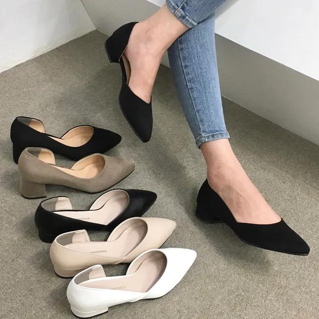 [당일배송/국산수제] 3cm,5cm,7cm 가죽/스웨이드 사이드 오픈 스틸레토 플랫 단화 펌프스 힐