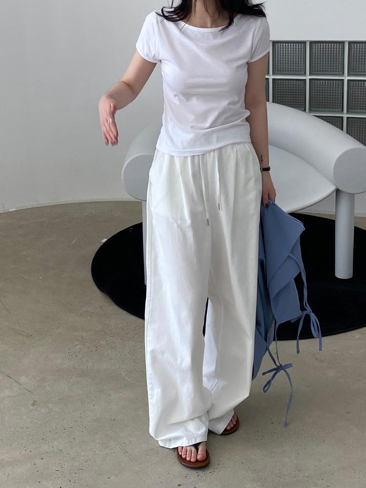키델리 와이드핏 코튼 밴딩 팬츠