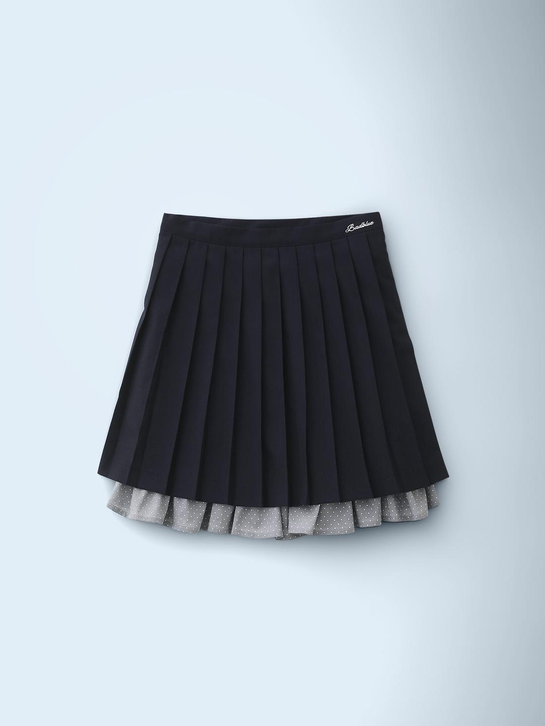 P Pleats Mid Skirt Navy