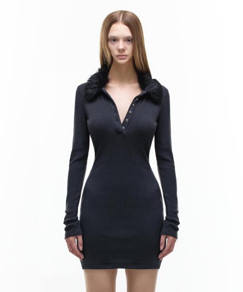 Op. 07 LITTLE J FAUX MINI DRESS BLACK