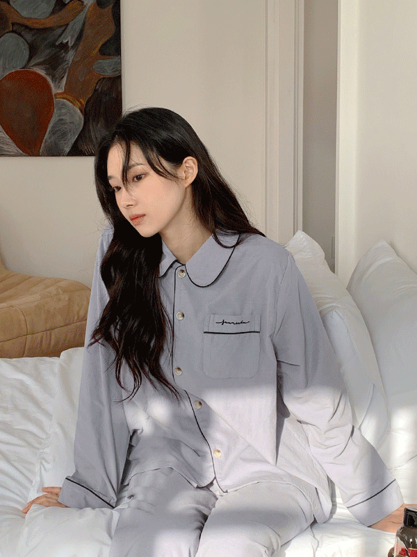 J'eu 포그 자수 파자마세트 3color, 2size
