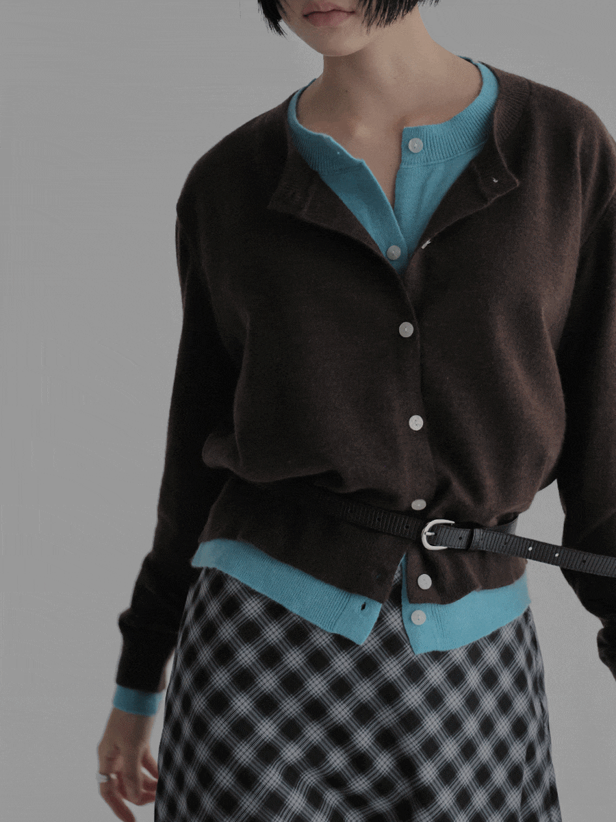 니디즘 (wool)컬러배색레이어드가디건