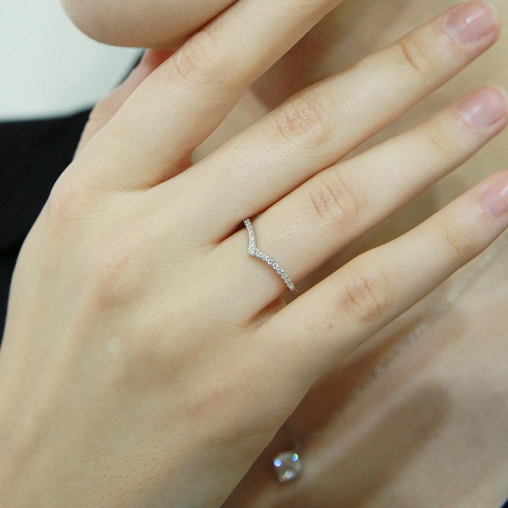 [GRA인증서/엑설런트컷팅/D-Color] 루이뱅 모이사나이트 다이아 솔리테어 슬림V컷 레이어드 반지