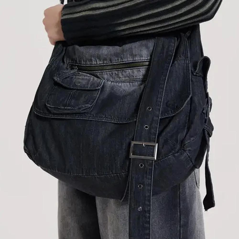 제이디드 런던 워시드 블랙 스텔라 데님 메신저백 JMA3439