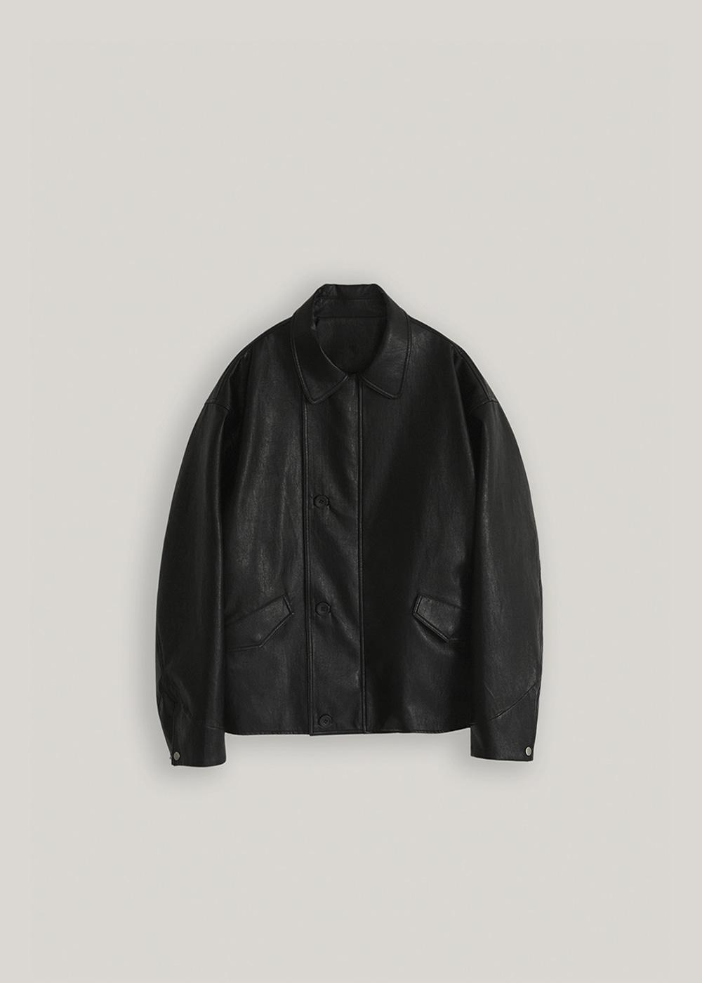 비건 레더 커버 블루종 재킷_Black