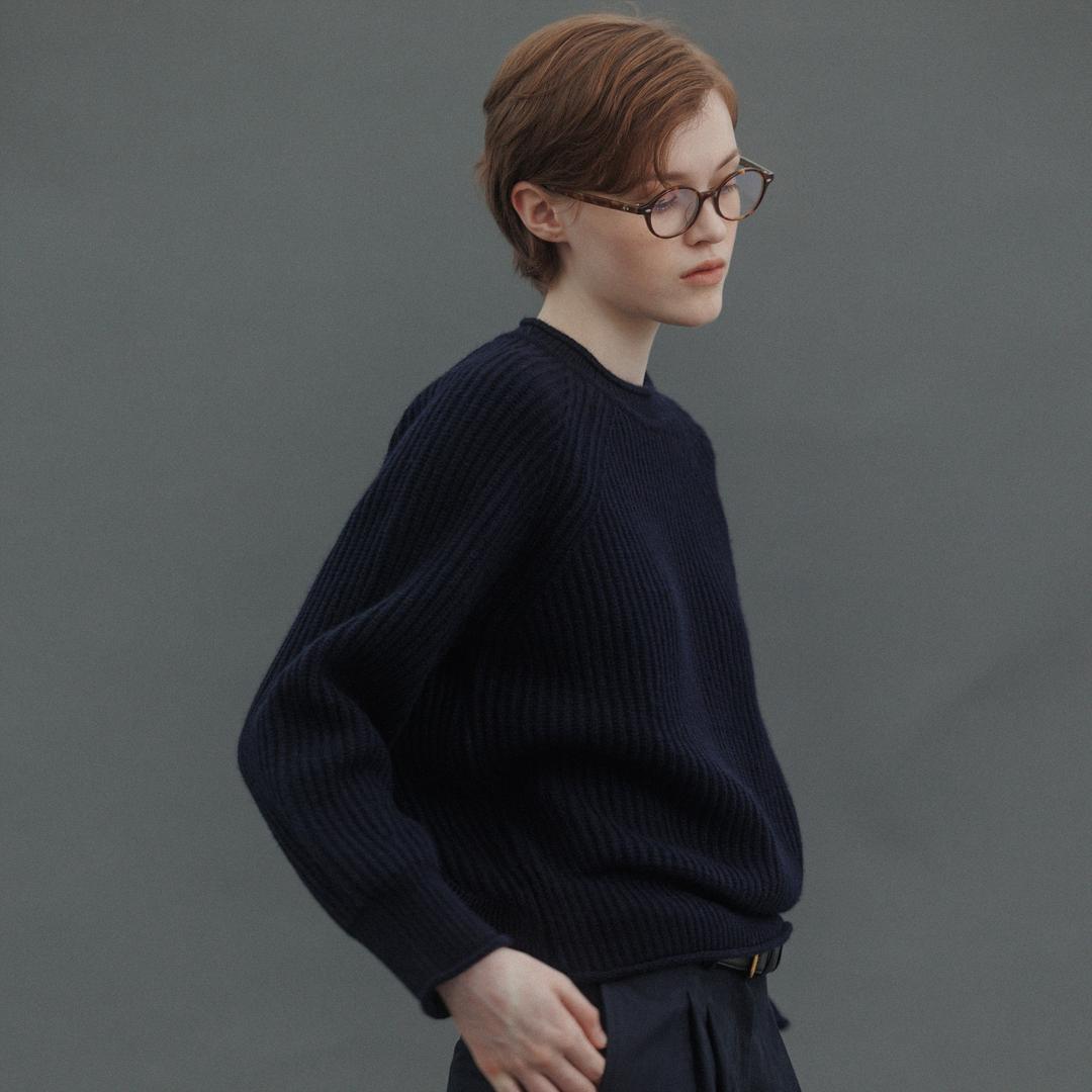 Full Cardigan Stitch Knit (D/navy)