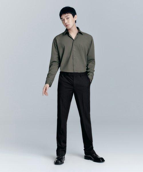 세미 와이드 히든 밴딩 슬랙스 [블랙]