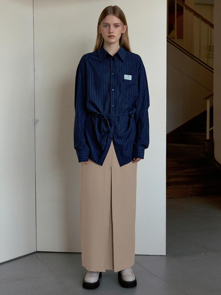 OVERSIZED STRIPE SHIRT (NAVY)