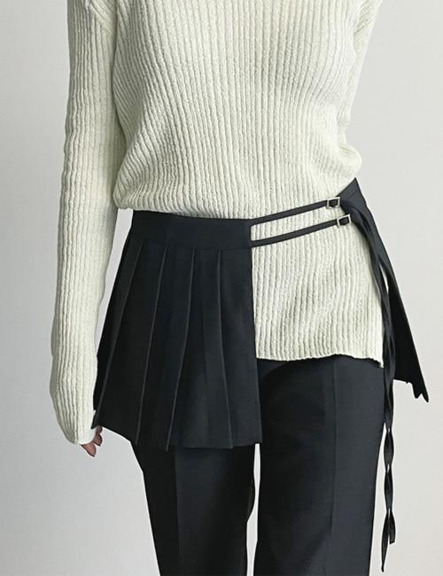 테일 플리츠 랩 미니 스커트 [2color]