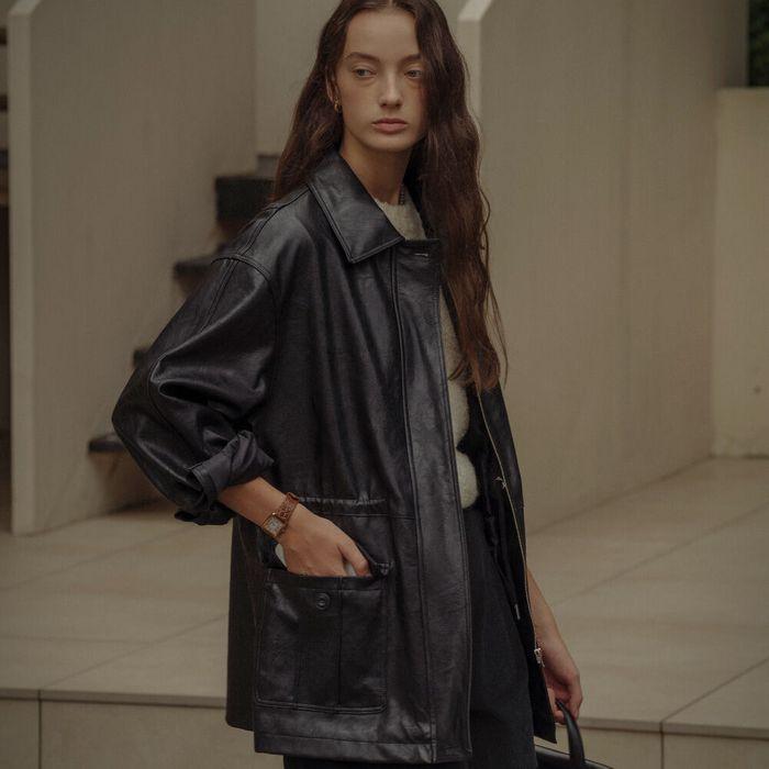 [30차-3/20예약배송String belt natural leather jacket_Black