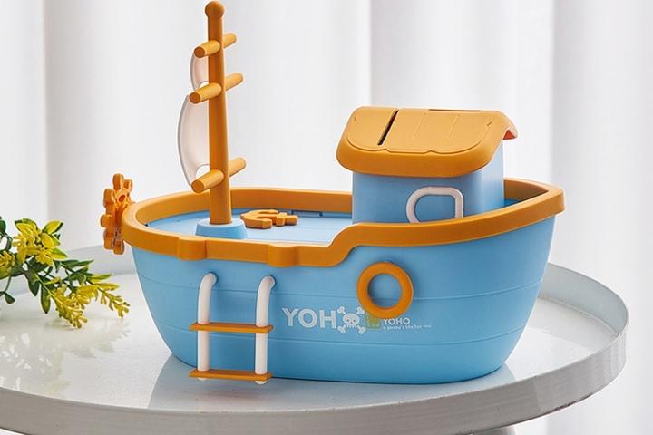 해적선 인테리어 저금통 동전 지폐 대형 저금통 스티커포함