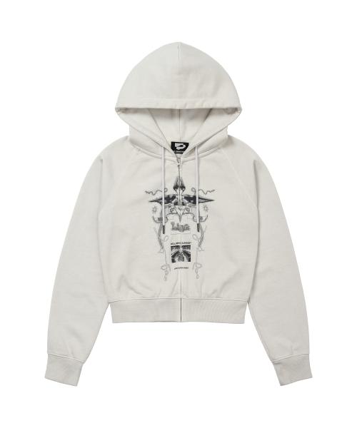 Digital Tattoo Hoodie Zip Up Cream