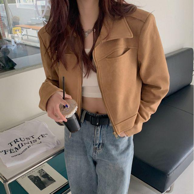 [포토이벤트] [바로배송출발] 켈스웨이드JK 루즈핏 데일리 숏 보이쉬 캐주얼 스웨이드 집업 자켓