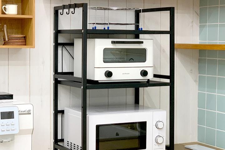 오키친 길이조절형 2단 전자레인지대 주방 수납 싱크대 선반