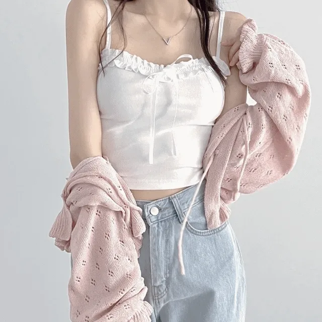 [신상할인/강력추천] 리본 민소매 나시티 y2k 발레코어 (2colors)