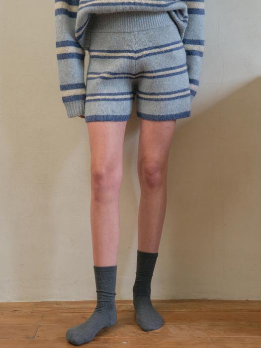 Mellow multi stripe setup knit shorts_Light blue(OC25-KN14)