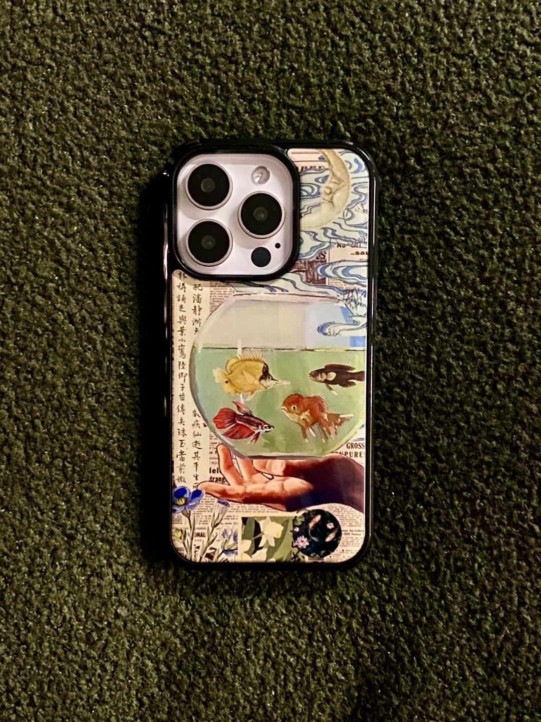 제작 [Fishbowl.] 에폭시범퍼케이스 범퍼케이스 아이폰케이스 갤럭시케이스 범퍼 핸드폰케이스 아이폰 15 14 13 12 11 자체제작 에폭시케이스 하드 투명 커플 핸드메이드 갤럭시