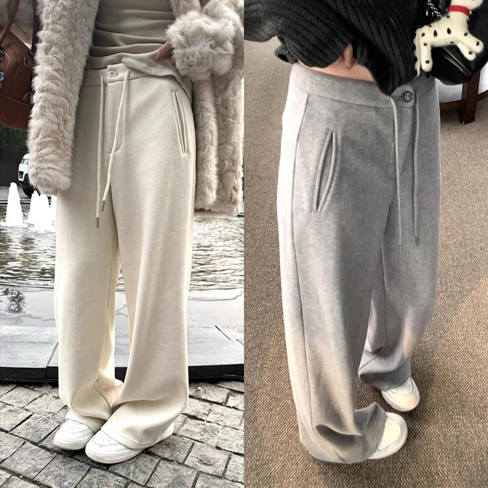 이너 벨벳 플러스 와이드 레그 팬츠 2color