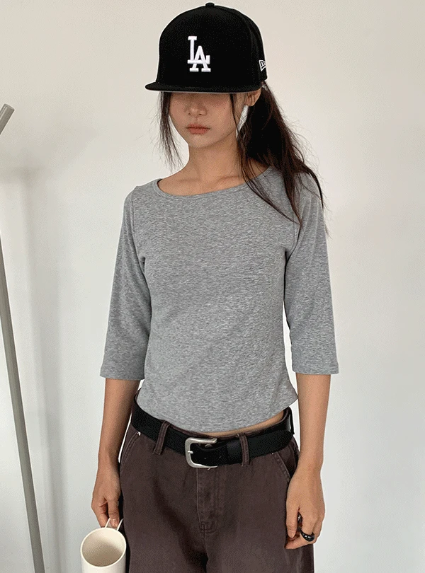 BOAT NECK MID SLEEVE TEE (4C)