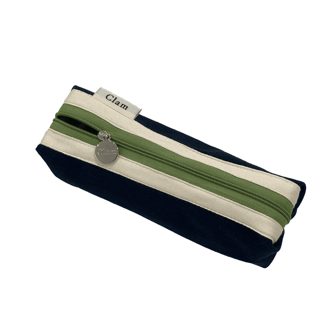 Clam round pencilcase _ Navy and green