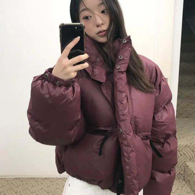 스트링 베이직 글로시 패딩