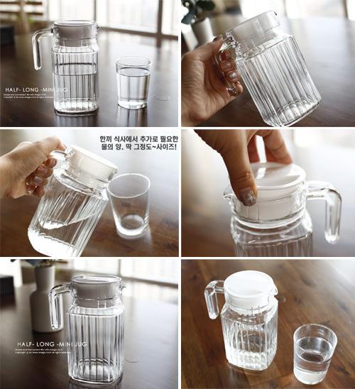 하프롱 손잡이 유리물병  500ml , 1100ml