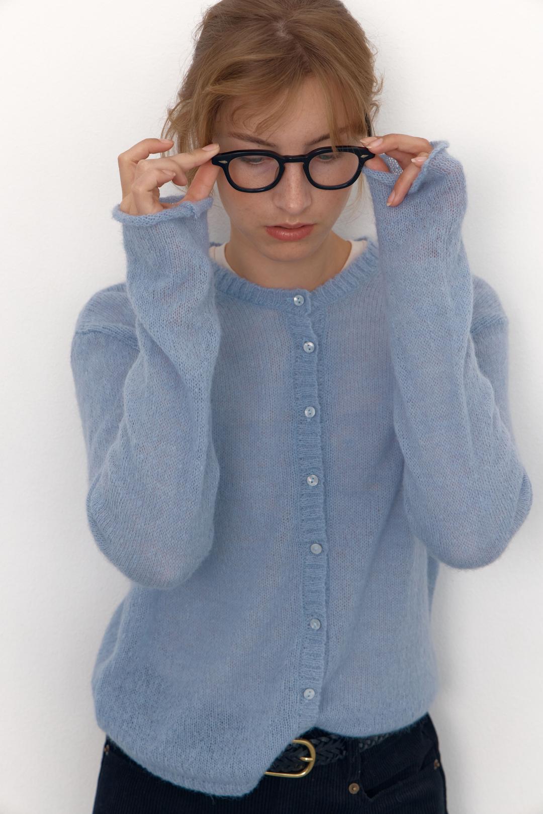 Knit cardigan (sky blue)