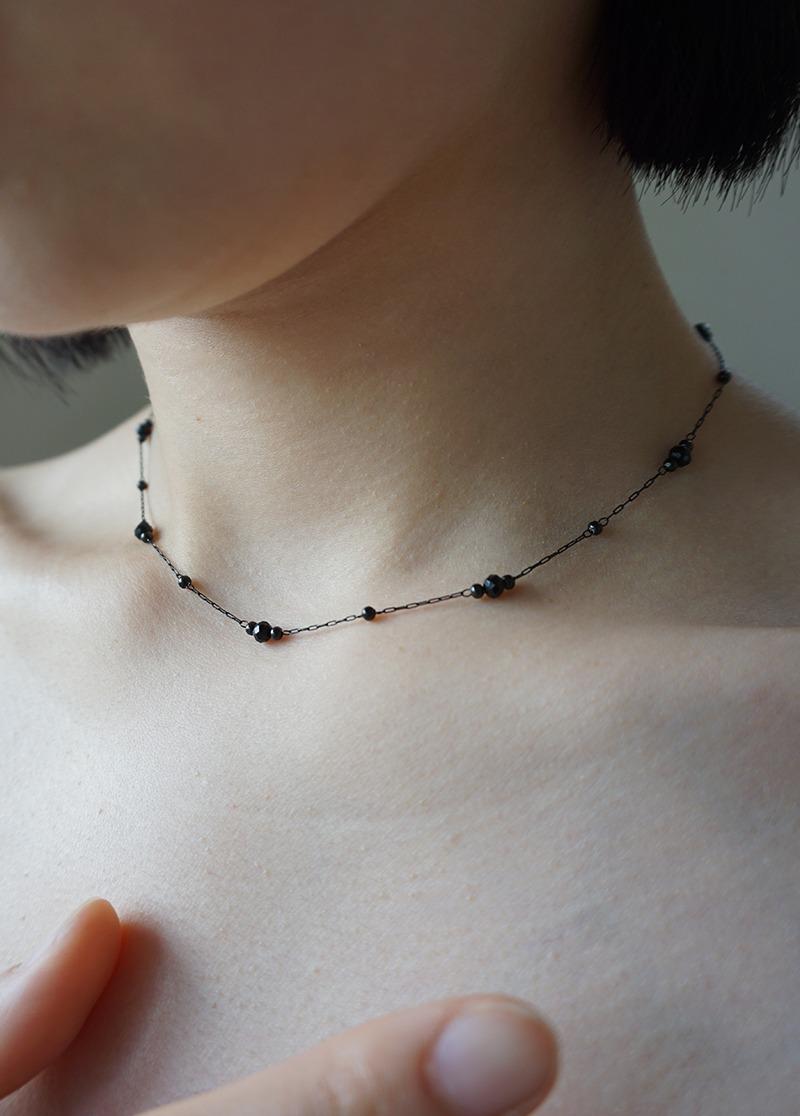 [N702][surgical] 비즈 블랙 체인 목걸이 시선